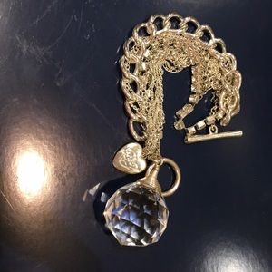 Betsy Johnson crystal and silver bracelet.